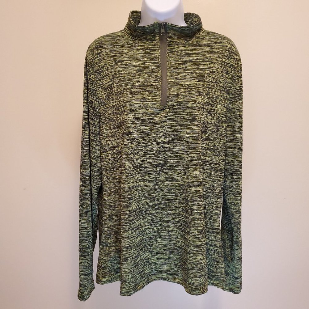 LIDA Collection Green Half Zip Long Sleeve Pullover Top with Thumb Holes - L/XL